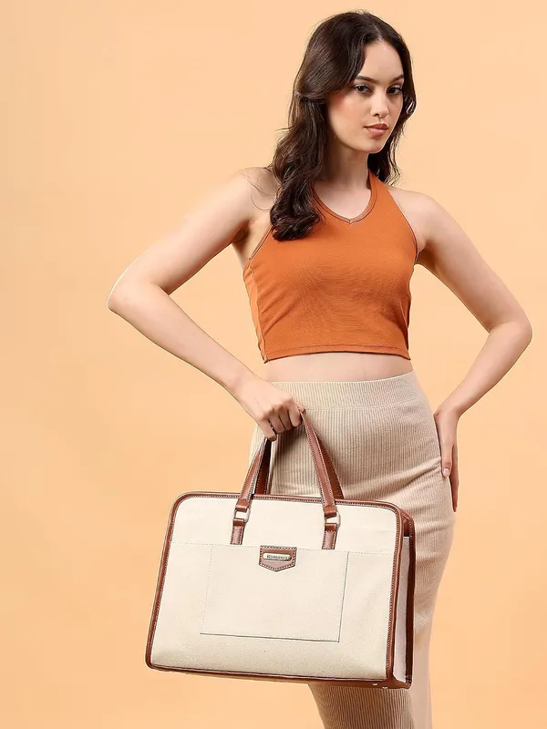 Beige_And_Tan_Canvas_Premium_Laptop_Tote_Bag_For_Women