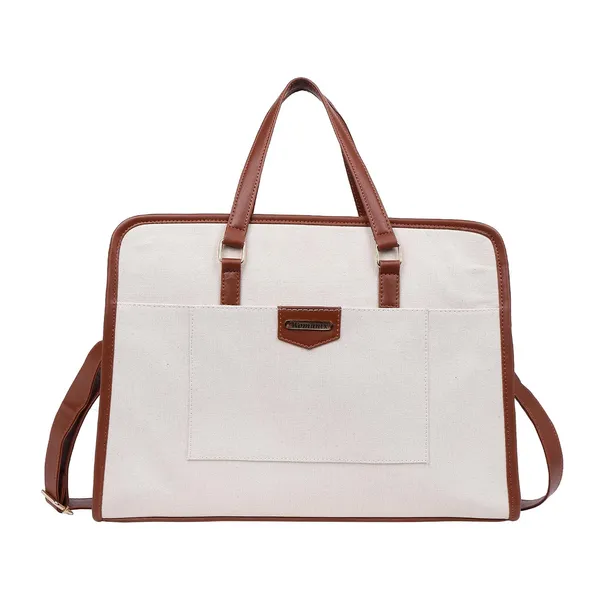 Beige_And_Tan_Canvas_Premium_Laptop_Tote_Bag_For_Women