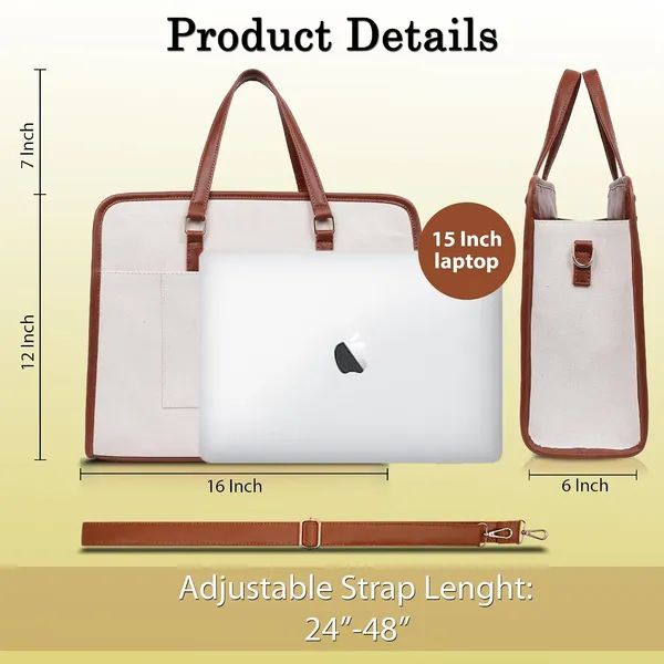 Beige_And_Tan_Canvas_Premium_Laptop_Tote_Bag_For_Women