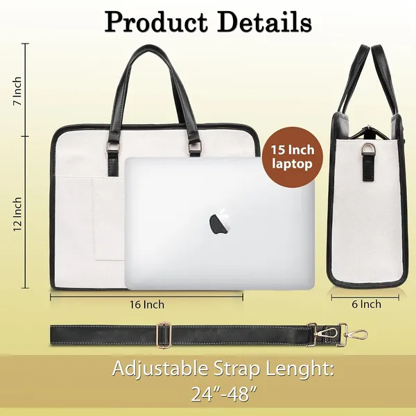 Beige_And_Black_Canvas_Premium_Laptop_Tote_Bag_For_Women