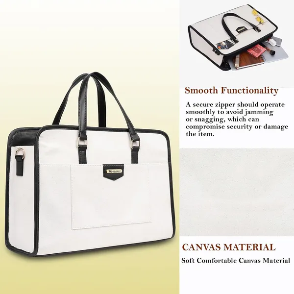 Beige_And_Black_Canvas_Premium_Laptop_Tote_Bag_For_Women