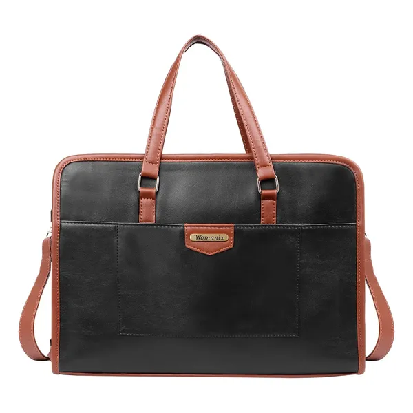 Black_And_Tan_Pu_Premium_Laptop_Tote_Bag_For_Women