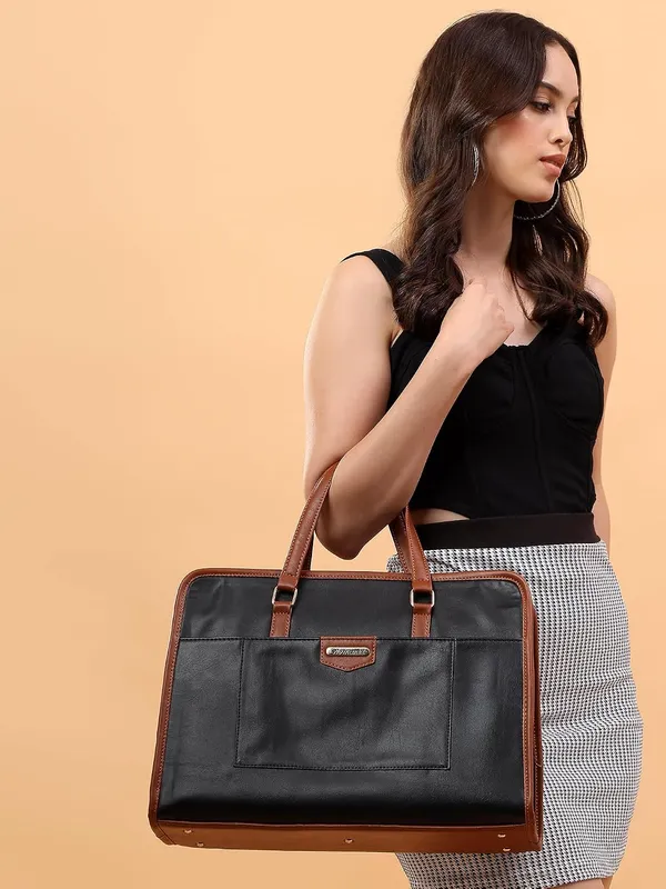 Black_And_Tan_Pu_Premium_Laptop_Tote_Bag_For_Women