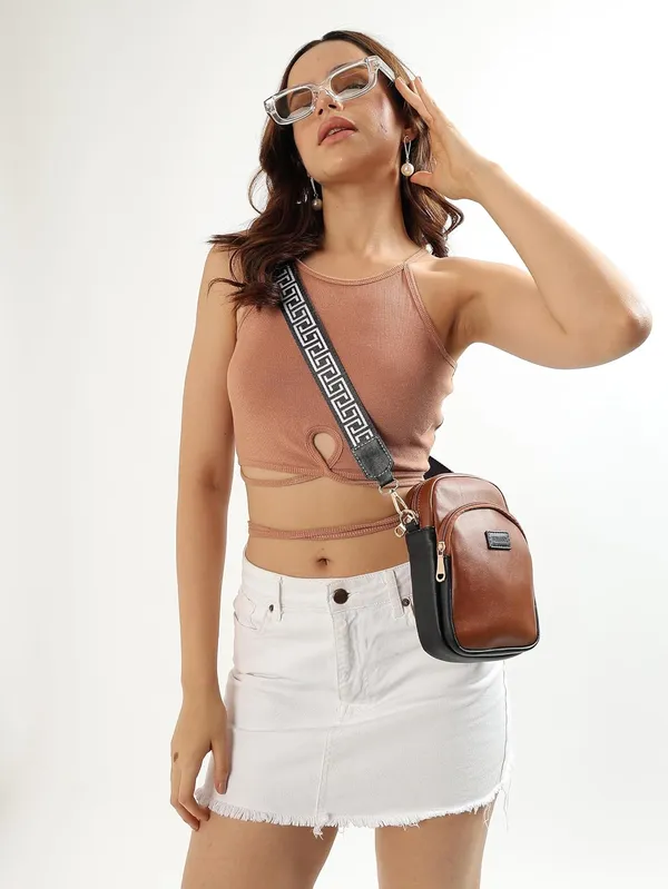 Tan_And_Black_Pu_Premium_Sling_Bag_For_Women