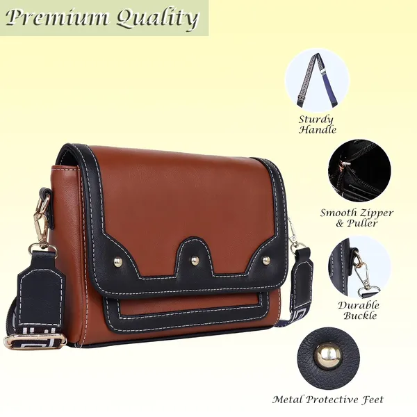 Tan_And_Black_Pu_Premium_Sling_Bag_For_Women