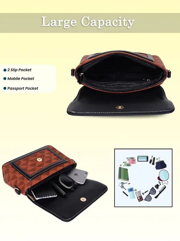 Tan_And_Black_Pu_Premium_Sling_Bag_For_Women