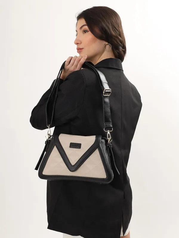 Beige_And_Black_Pu_Premium_Sling_Bag_For_Women