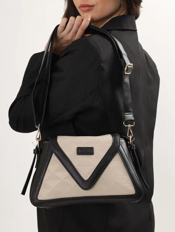 Beige_And_Black_Pu_Premium_Sling_Bag_For_Women