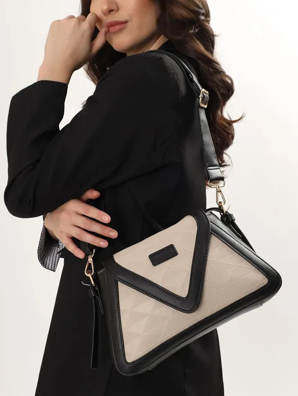 Beige_And_Black_Pu_Premium_Sling_Bag_For_Women