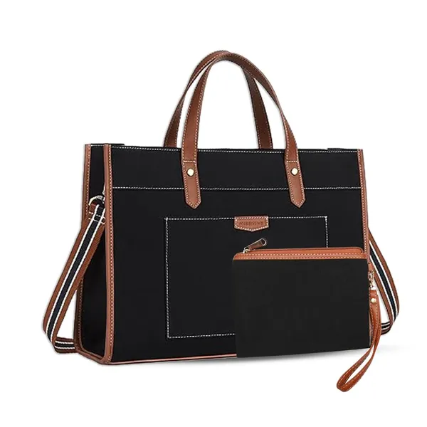 Black_And_Tan_Canvas_Premium_Laptop_Tote_Bag_For_Women