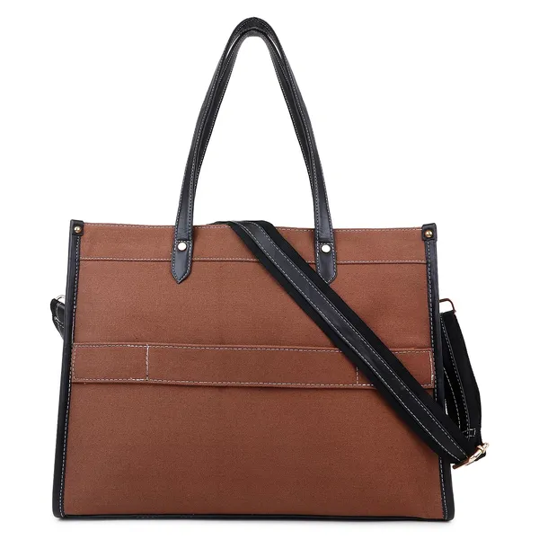 Brown_And_Black_Canvas_Premium_Laptop_Tote_Bag_For_Women