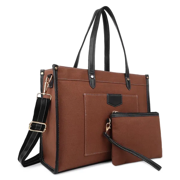 Brown_And_Black_Canvas_Premium_Laptop_Tote_Bag_For_Women