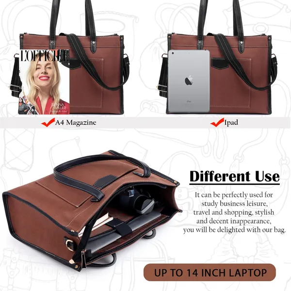 Brown_And_Black_Canvas_Premium_Laptop_Tote_Bag_For_Women