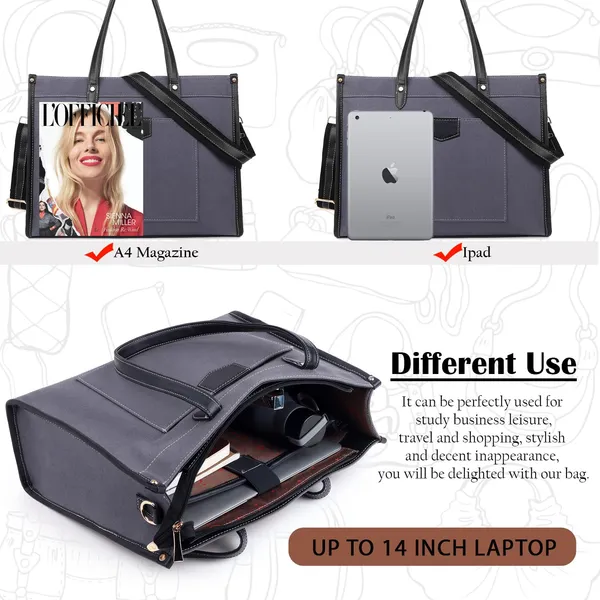 Grey_And_Black_Canvas_Premium_Laptop_Tote_Bag_For_Women
