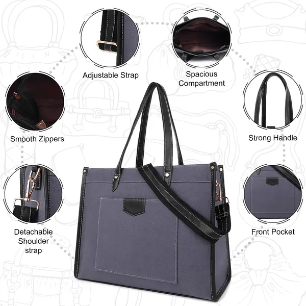 Grey_And_Black_Canvas_Premium_Laptop_Tote_Bag_For_Women