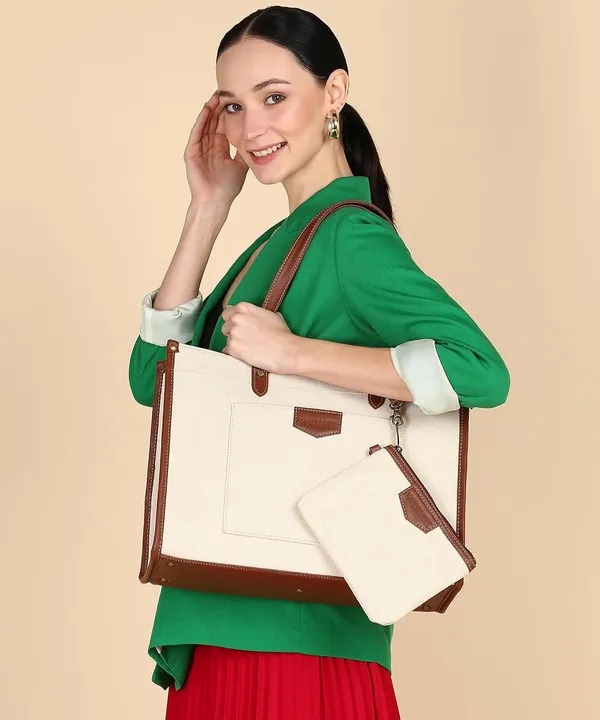 Beige_And_Tan_Canvas_Premium_Laptop_Tote_Bag_For_Women