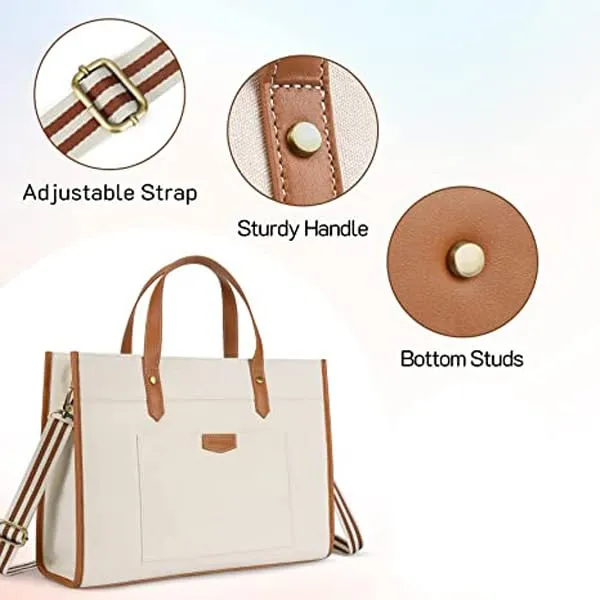 Beige_And_Tan_Canvas_Premium_Laptop_Tote_Bag_For_Women