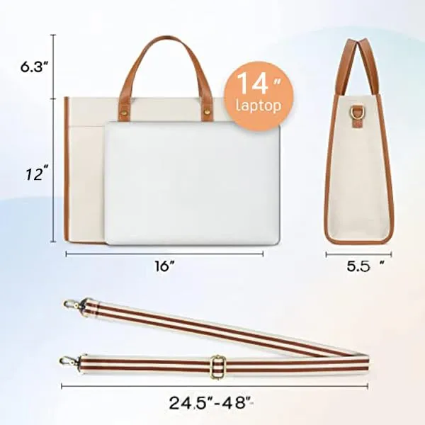Beige_And_Tan_Canvas_Premium_Laptop_Tote_Bag_For_Women