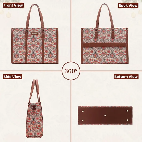 White_And_Peach_Jute_Premium_Laptop_Tote_Bag_For_Women
