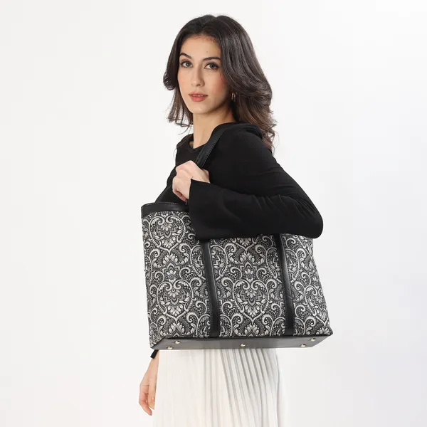 Black_White_Jute_Premium_Handbag/Shoulder_Bag_For_Women