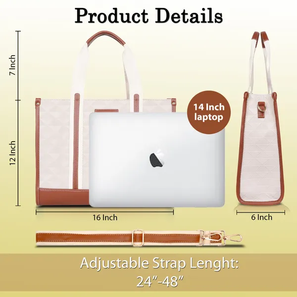 Beige_And_Tan_Pu_Premium_Laptop_Tote_Bag_For_Women