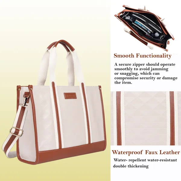 Beige_And_Tan_Pu_Premium_Laptop_Tote_Bag_For_Women