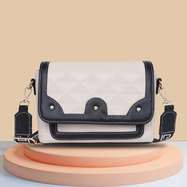 Beige_And_Black_Pu_Premium_Sling_Bag_For_Women