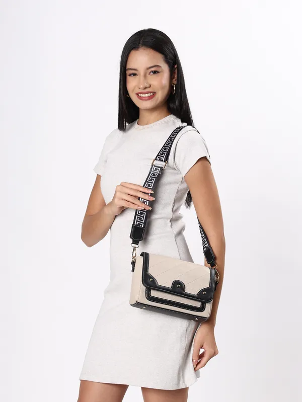 Beige_And_Black_Pu_Premium_Sling_Bag_For_Women