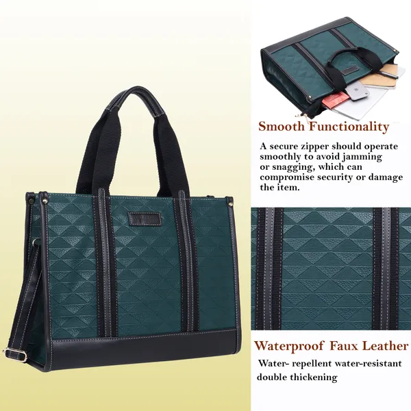 Green_And_Black_Pu_Premium_Laptop_Tote_Bag_For_Women
