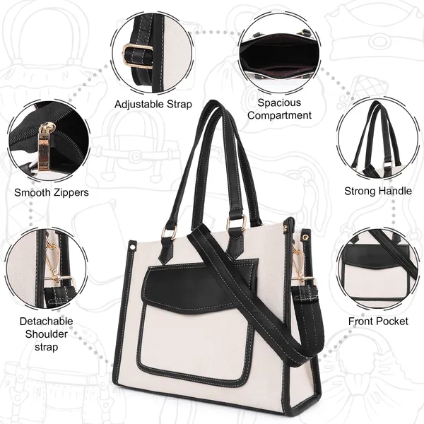 Beige_And_Black_Canvas_Premium_Handbag_For_Women