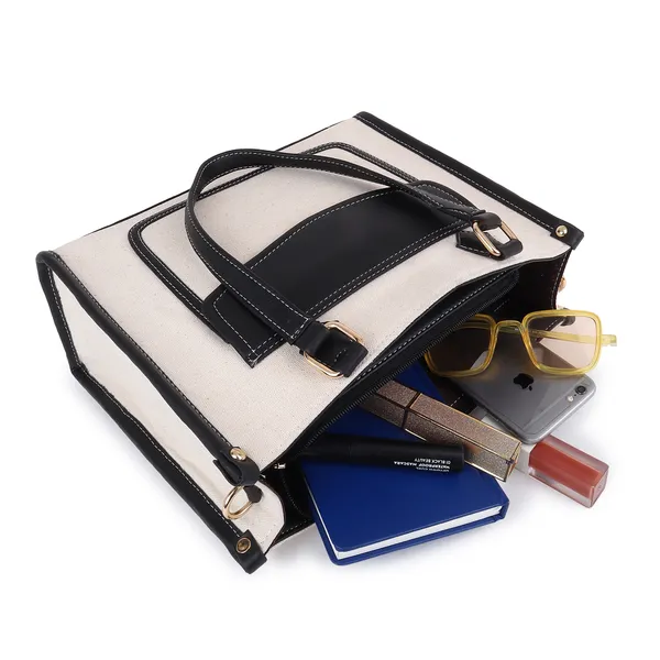 Beige_And_Black_Canvas_Premium_Handbag_For_Women