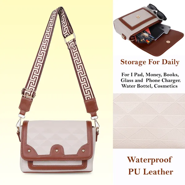 Beige_And_Tan_Pu_Premium_Sling_Bag_For_Women