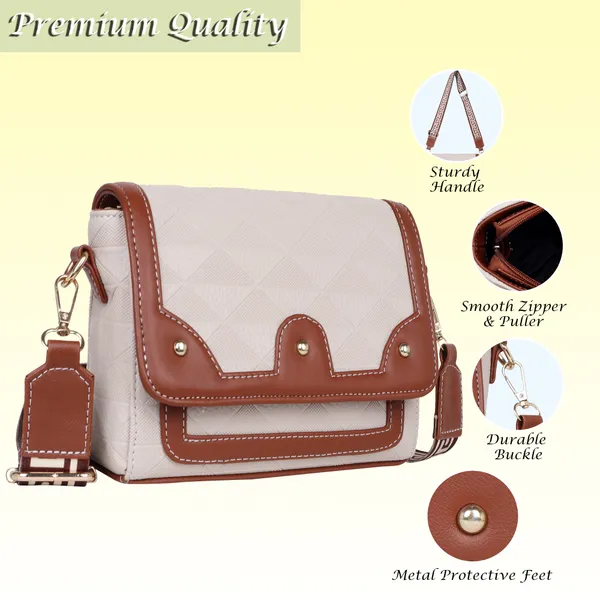 Beige_And_Tan_Pu_Premium_Sling_Bag_For_Women