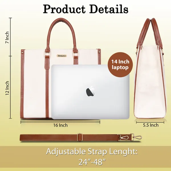 Beige_And_Tan_Canvas_Premium_Laptop_Tote_Bag_For_Women