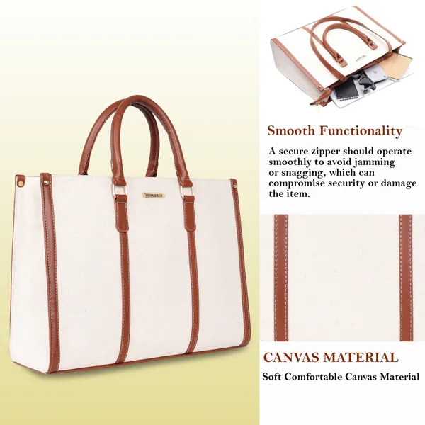 Beige_And_Tan_Canvas_Premium_Laptop_Tote_Bag_For_Women