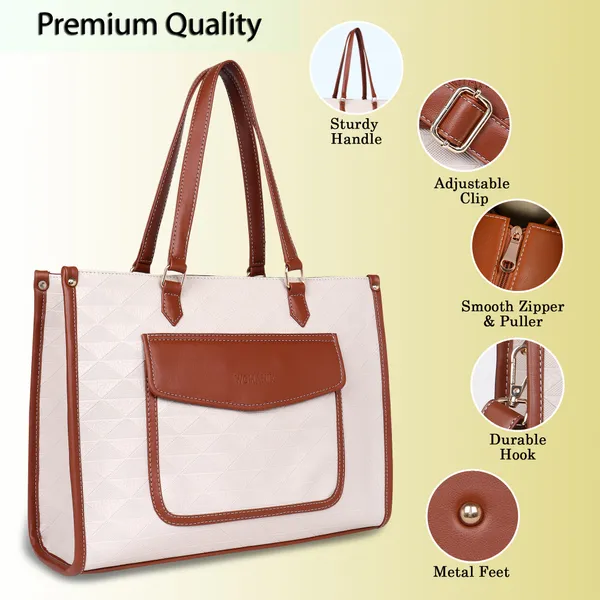 Beige_And_Tan_Pu_Premium_Laptop_Tote_Bag_For_Women