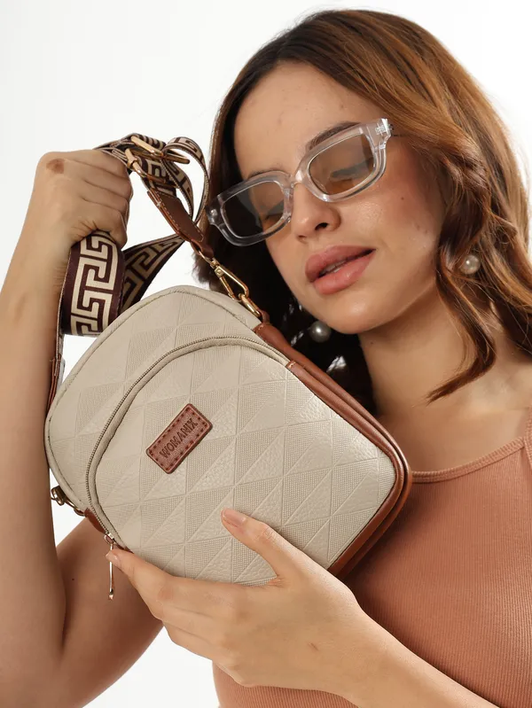 Beige_And_Tan_Pu_Premium_Sling_Bag_For_Women