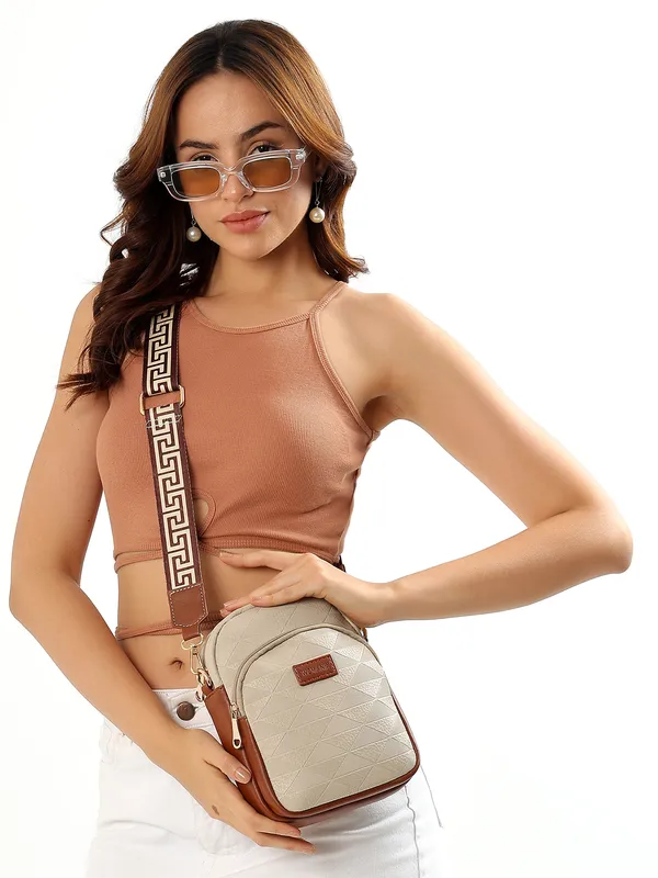 Beige_And_Tan_Pu_Premium_Sling_Bag_For_Women