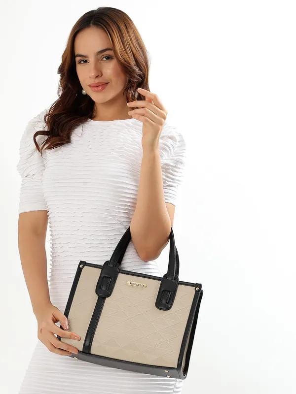 Beige_And_Black_Pu_Premium_Handbag_For_Women