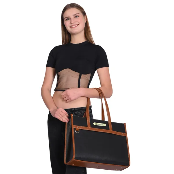 Black_And_Tan_Pu_Premium_Laptop_Tote_Bag_For_Women