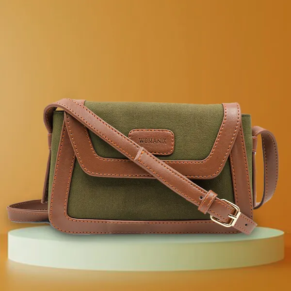 Green_And_Tan_Canvas_Premium_Sling_Bag_For_Women