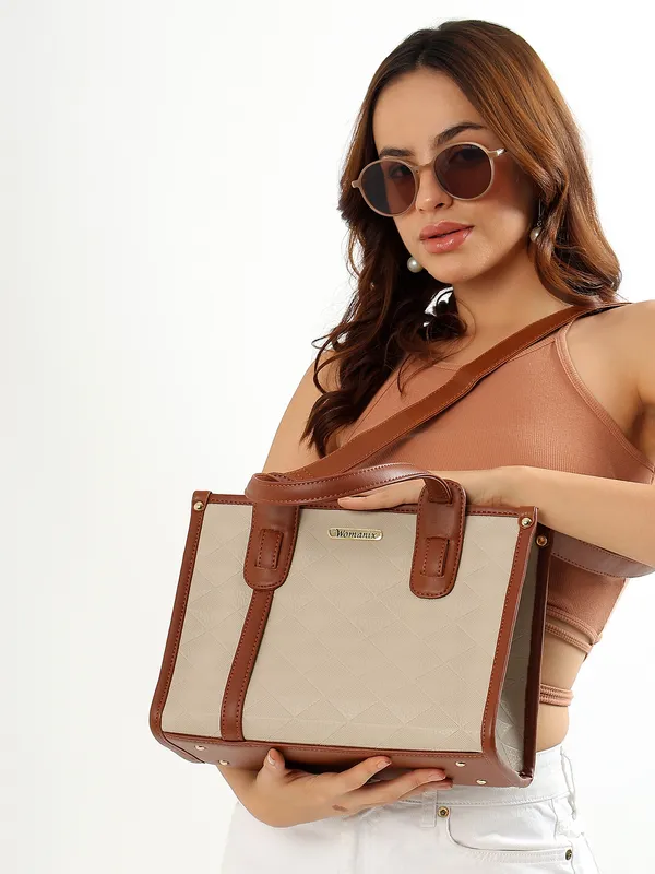 Beige_And_Tan_Pu_Premium_Handbag_For_Women