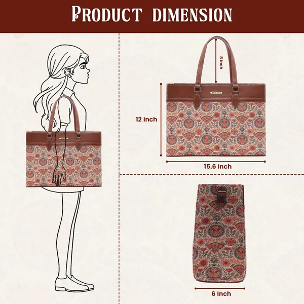 White_And_Peach_Jute_Premium_Laptop_Tote_Bag_For_Women
