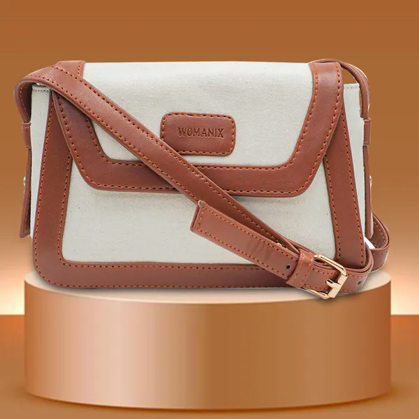Beige_And_Tan_Canvas_Premium_Sling_Bag_For_Women