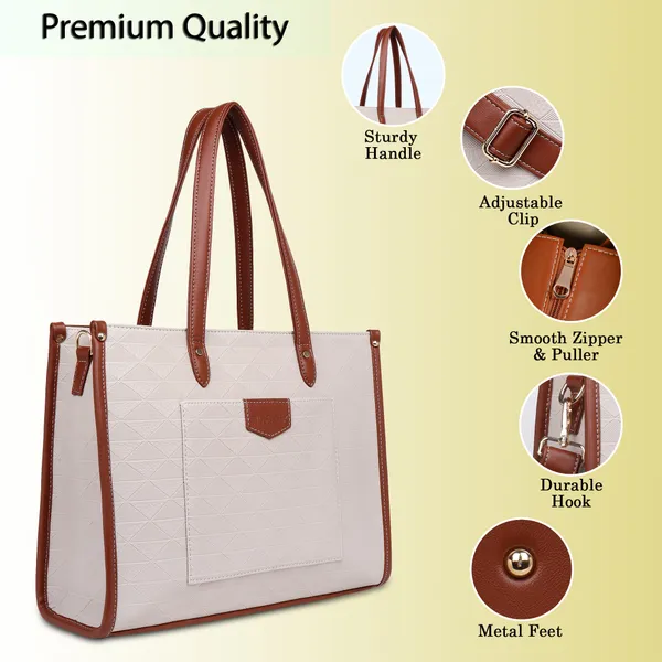 Beige_And_Tan_Pu_Premium_Laptop_Tote_Bag_For_Women