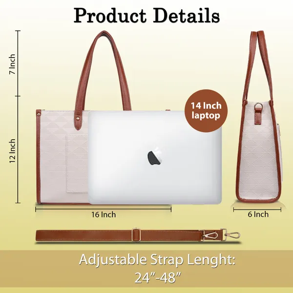 Beige_And_Tan_Pu_Premium_Laptop_Tote_Bag_For_Women