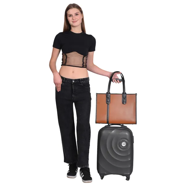 Tan_And_Black_Pu_Premium_Laptop_Tote_Bag_For_Women