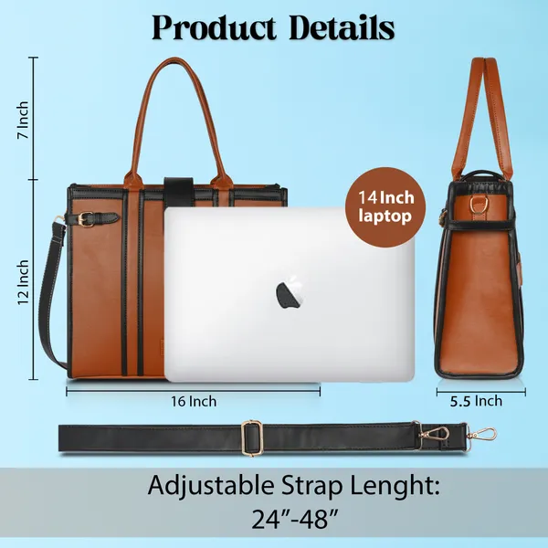 Tan_And_Black_Pu_Premium_Laptop_Tote_Bag_For_Women