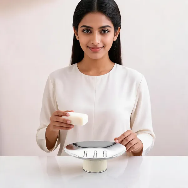 White_Stainless_Steel_Enamel_Pedestal_Soap_Dish