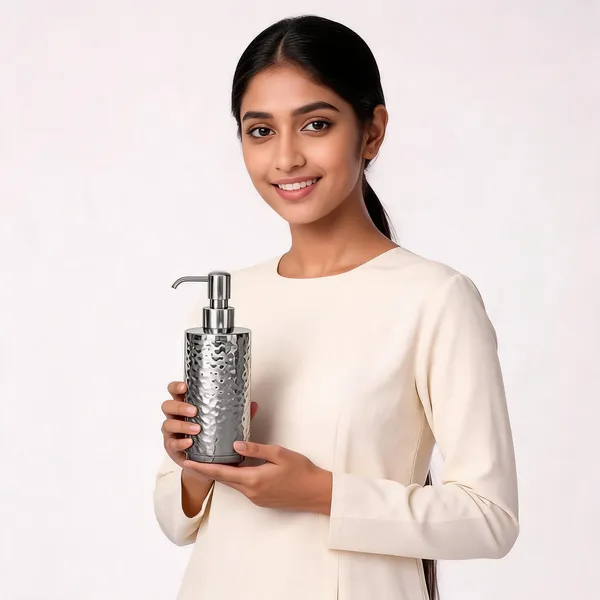 Silver_Stainless_Steel_Hammered_Satin_Finish_Soap_Dispenser